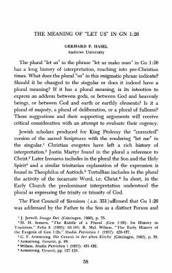 THE MEANING OF "LET US" IN GN 1:26 The plural "let us" in the