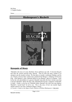 Shakespeare`s Macbeth - Ms Paine`s Classroom