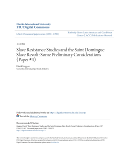 Slave Resistance Studies and the Saint Domingue Slave Revolt
