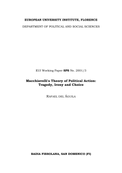 machiavelli: tragedy, irony and choice