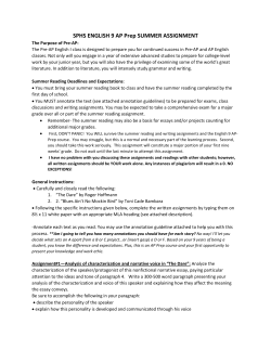 SPHS ENGLISH 9 AP Prep SUMMER ASSIGNMENT