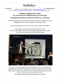 Sotheby`s Highest-Ever Total For an Auction of Contemporary Art in