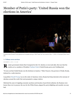 Member of Putin`s party: `United Russia won the elections in America`