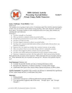 MHS Advisory Activity Presenting Yourself Online