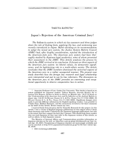 Japan`s Rejection of the American Criminal Jury†