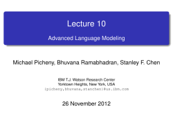 Advanced Language Modeling