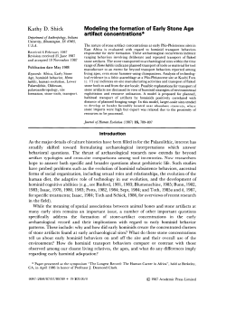 Kathy D. Shick Modeling the formation of Early Stone Age artifact