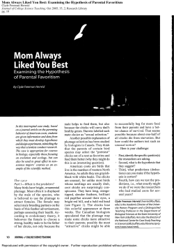 Mom Always Liked You Best: Examining the Hypothesis of Parental