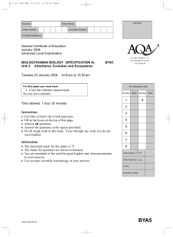 A-level Human Biology Question paper Unit 5 - Inheritance