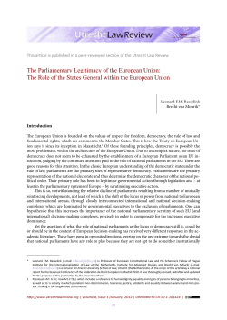 The Parliamentary Legitimacy of the European Union: The Role of