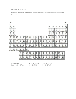 CHM 1045 - Practice Exam 2. Instructions. There are 20 multiple