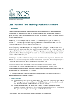 Less Than Full Time Training: Position Statement