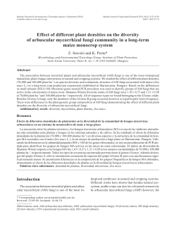 Effect of different plant densities on the diversity of arbuscular