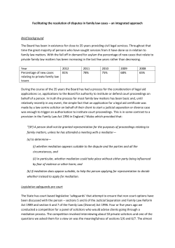 Facilitating the resolution of disputes in family law