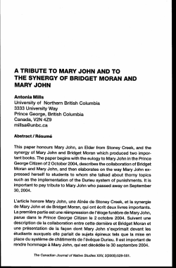 a tribute to mary john and to the synergy of bridget moran and mary
