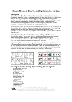 Nursery Rhymes to Sing, See and Sign Information Handout