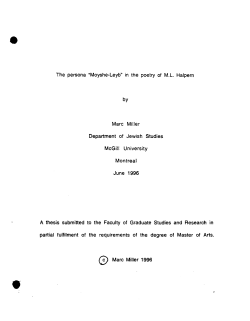 The persona "Moyshe-Leyb" in the poetry of M.L. Halpern by Marc