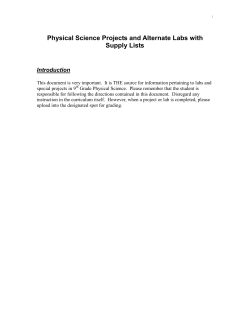 Science 0900 Projects and Alternate Labs