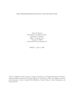 The Offense-Defense Balance and War Since 1648