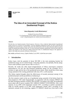 The Idea of an Innovated Concept of the Ko&scaron;ice Geothermal Project