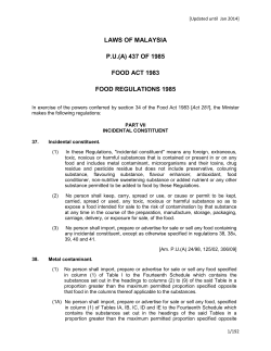 laws of malaysia pu(a) 437 of 1985 food act 1983 food regulations