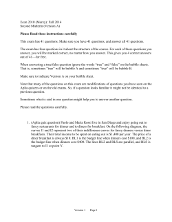 Second Midterm, Fall 2014 Version A with some comments