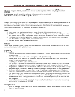 Stoichiometry Lab: The Determination of the Mass of Product of a