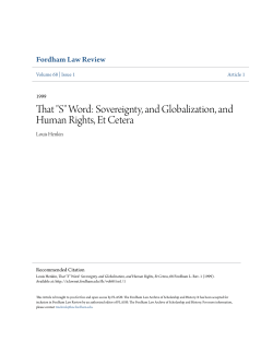 "S" Word: Sovereignty, and Globalization