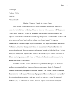 Charting Columbus` Place in the Literary Canon