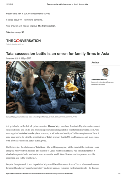 Tata succession battle is an omen for family firms in Asia