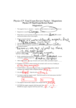 Physics CP Final Exam Review Packet Magnetism