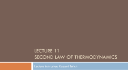 lecture 11 second law of thermodynamics