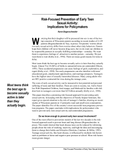 Risk-Focused Prevention of Early Teen Sexual Activity