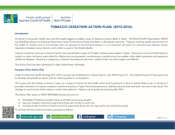 TOBACCO CESSATION ACTION PLAN: (2015