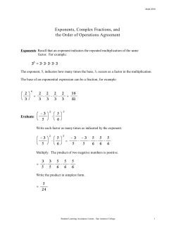 Exponents, Complex Fractions, and the Order of