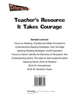 Teacher`s Resource It Takes Courage