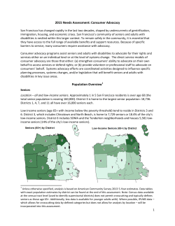 2015 Needs Assessment: Consumer Advocacy Population Overview1