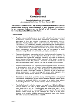 Education Penalty Notice code of conduct