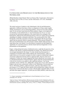 catholicism and resistance to the reformation in the netherlands