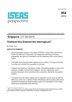Singapore | 21 Oct 2014 Thailand Has Entered the Interregnum