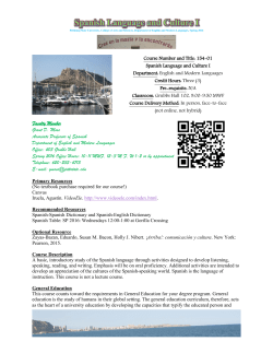 MLL 154-01, Spanish Language and Culture I, Moss