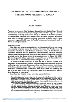 the origins of the sympathetic nervous system from vesalius to riolan