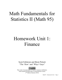 Math Fundamentals for Statistics II (Math 95) Homework Unit 1