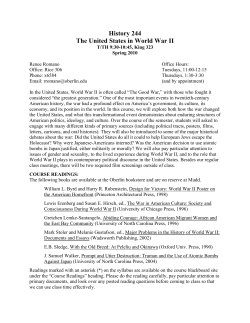 History 244 The United States in World War II