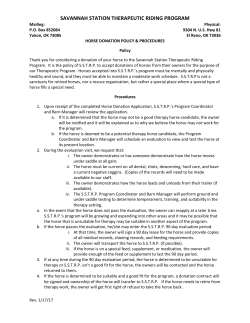 Horse Donation Agreement - Savannah Station Therapeutic Riding