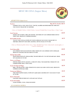 MEN&Uacute; DE CENA (Supper Menu)