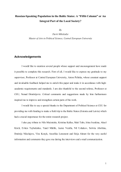 Russian-Speaking Population in the Baltic States