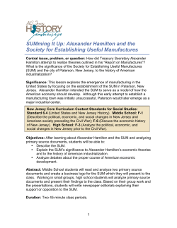 SUMming It Up: Alexander Hamilton and the Society for Establishing