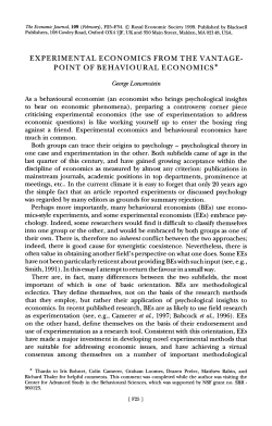 Experimental Economics from the Vantage-Point of