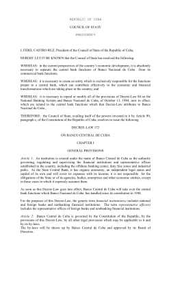 Decree-Law No. 172 - Banco Central de Cuba